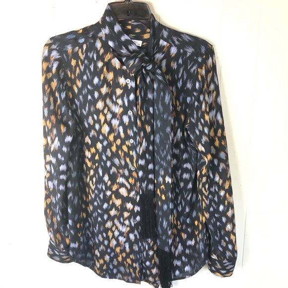 Equipment 100% Silk Print Tie Neck Blouse - Picture 2 of 8